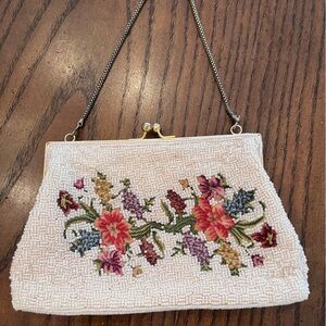Vintage Beaded and Petit Point Embroidered Evening Purse